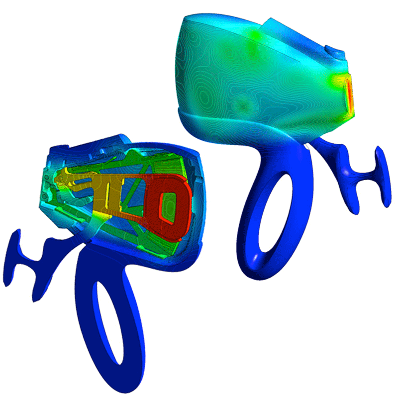 CFD analysis showing heat conduction of the EFI Optigrip