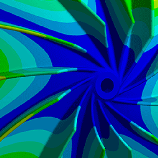 FEM-analyse van de spanning in een radiale turbineblazer