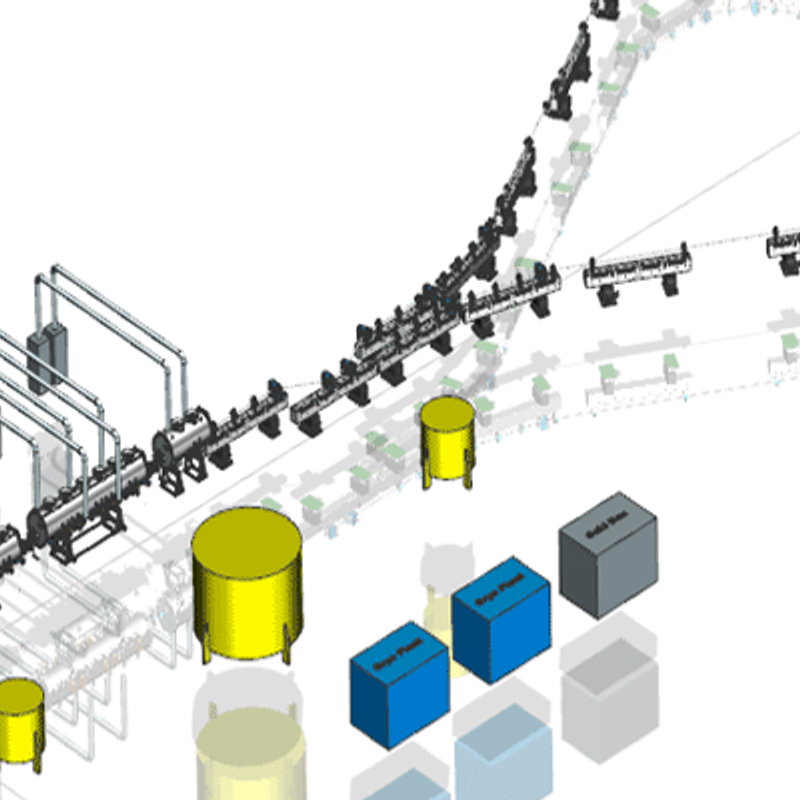 schematische opstelling Mo-99 productie met elektronenversneller