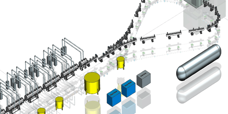 schematische opstelling Mo-99 productie met elektronenversneller