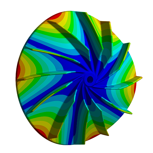 FEM-analyse van de spanning in een radiale turbineblazer