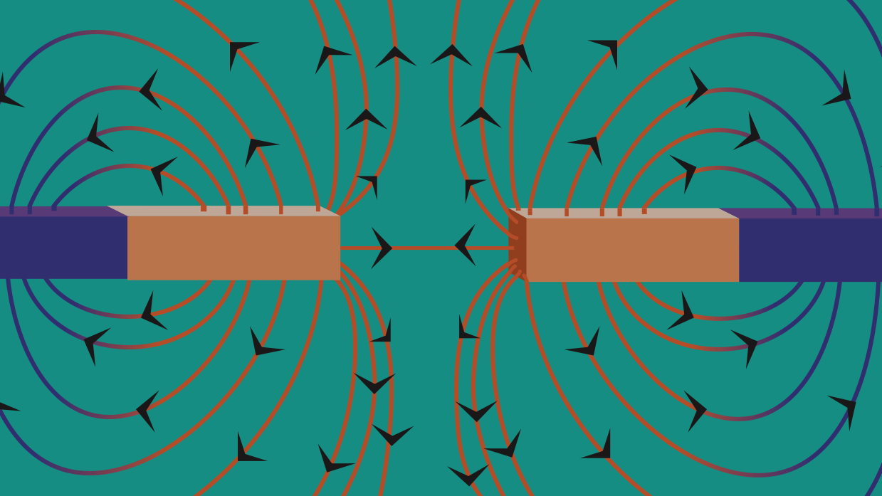 magnetisch veld rond twee afstotende magneten