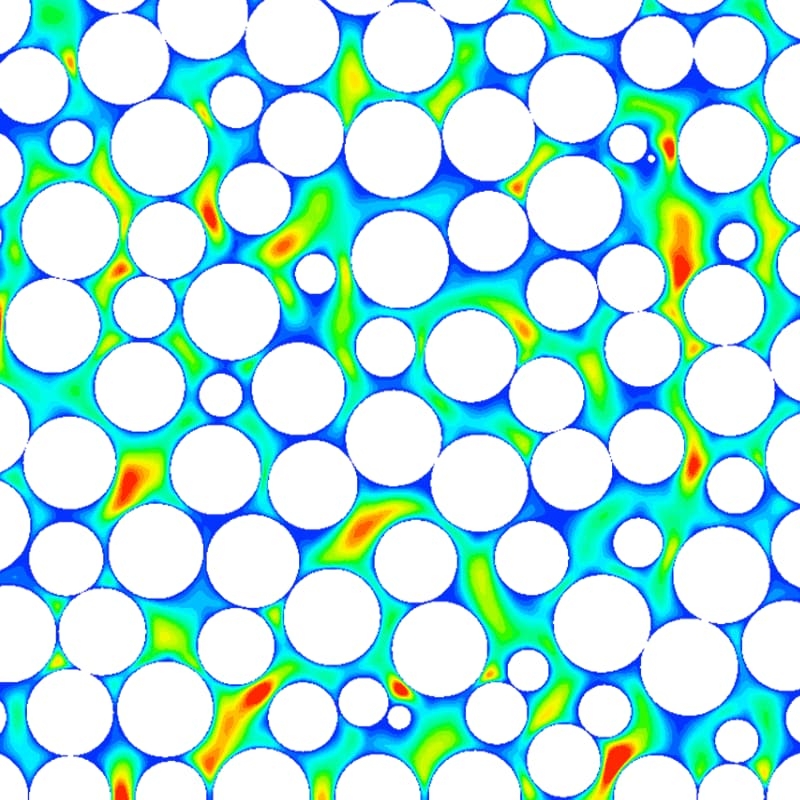 Figure 2 Flow velocity in a micro-scale flow simulation.