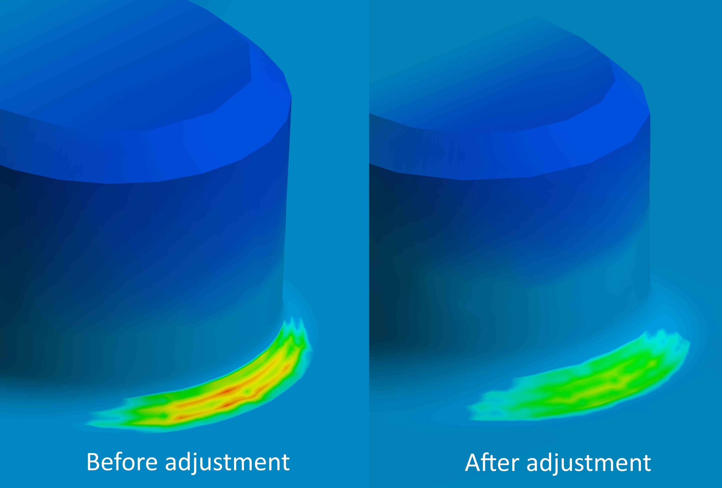 Simulation showing reduced stress concentration in optimized door lock mechanism